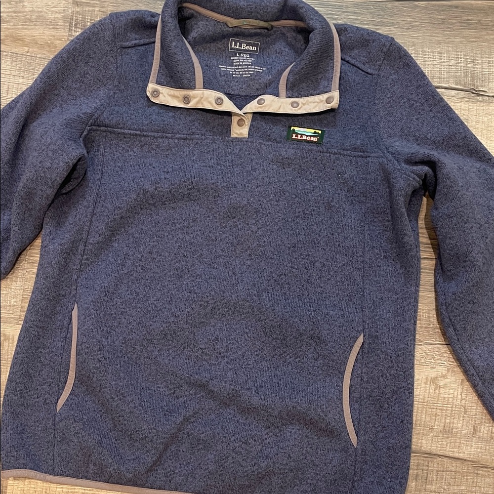 L.L. Bean Navy Blue Snap-Placket Fleece Pullover